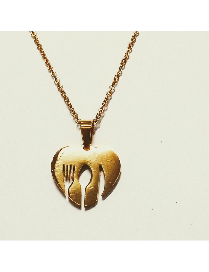 COLLAR CORAZON CHEF DOR. ACERO INOX.